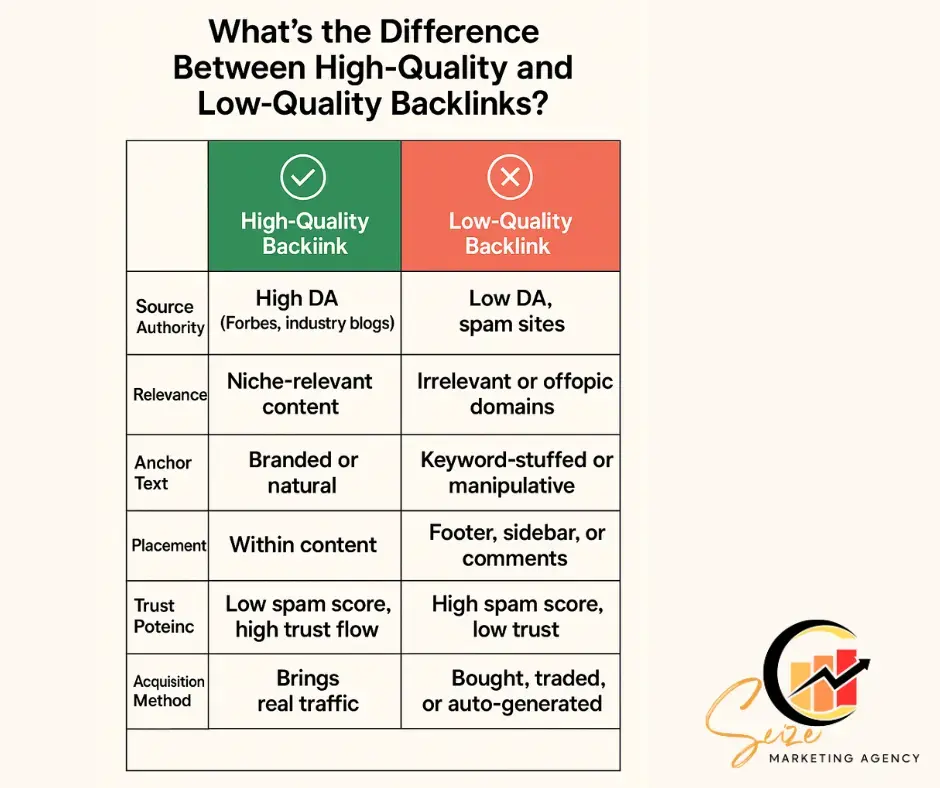 Table Showing the Difference Between High-Quality and Low-Quality Backlinks?